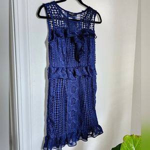 Romeo and juliet navy blue lace ruffle mini dress
